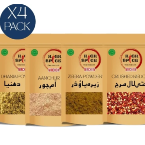 Pack Of 4 Aamchur Powder, Dhania Powder, Zeera Powder, Crushed Red Chilli