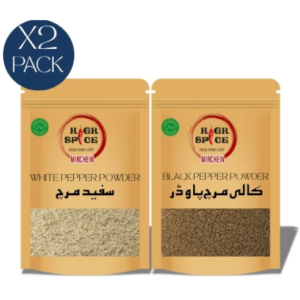 Pack of 2 White Pepper Powder,Black Pepper Powder