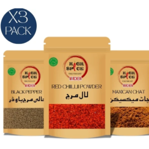 Pack of 3 Red Chilli Powder, Mexican Chat Masala, Black Pepper Powder